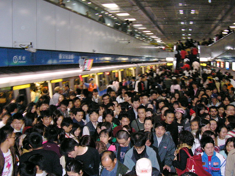 Asia subway crowd