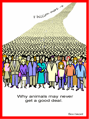 2. Full scale image shown of: cartoon Isacat human population Big deal for  other animals. Picture Category: HumanOverpopulation Cartoons .