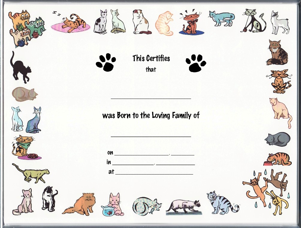 Free printable birth certificates for pets