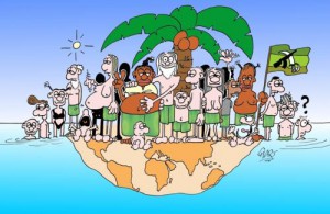 cartoon overpopulated island overpopulation