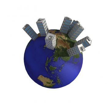 cartoon overpopulation sky scrapers